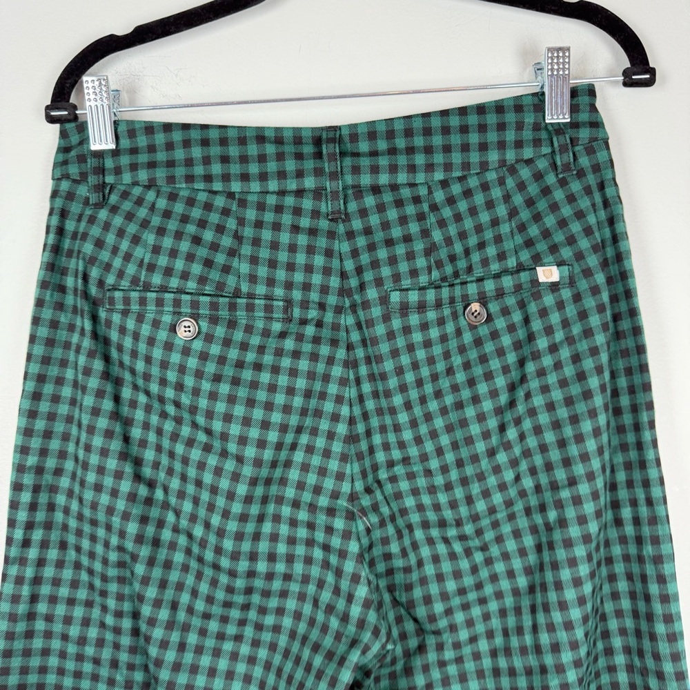 Brixton Green Plaid Checkered Retro Ankle Trousers Crop Work Pant Preppy Size 26 - Picture 8 of 11